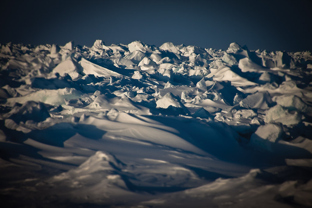 The terrain is rarely flat due to the constant motion of the sea ice, fragmenting and accumulating into pressure ridges or endless ÃƒÂ¢Ã¢â€šÂ¬Ã…â€œrubble fieldsÃƒÂ¢Ã¢â€šÂ¬Ã‚Â. 